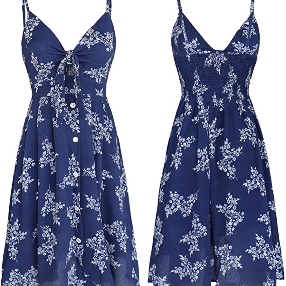 Womens floral print front midi dress